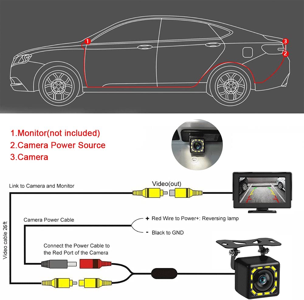 R&D REVERSE CAMERA CAMERA WATERPROOF 12 LED NIGHT VISION