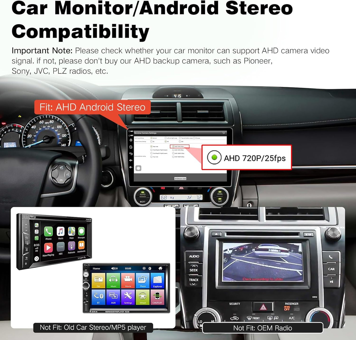 R&D REVERSE CAMERA FOR CAR AHD 720P/1080P