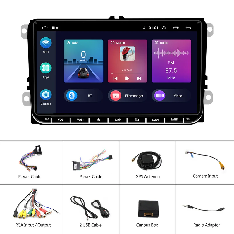 R&D Android 13 Car Radio Stereo 9 inch 2-32 GB for VW Passat Golf MK5 MK6 Jetta T5 EOS POLO Touran Seat Sharan
