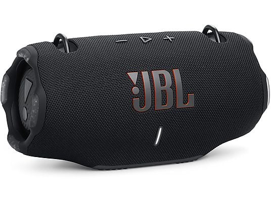 Black JBL speaker on a white background