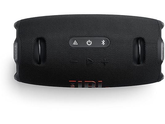 Black JBL speaker on a white background