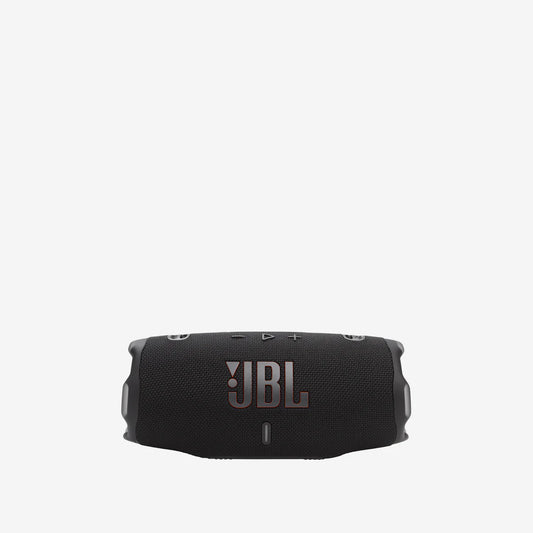 Black JBL speaker on a white background