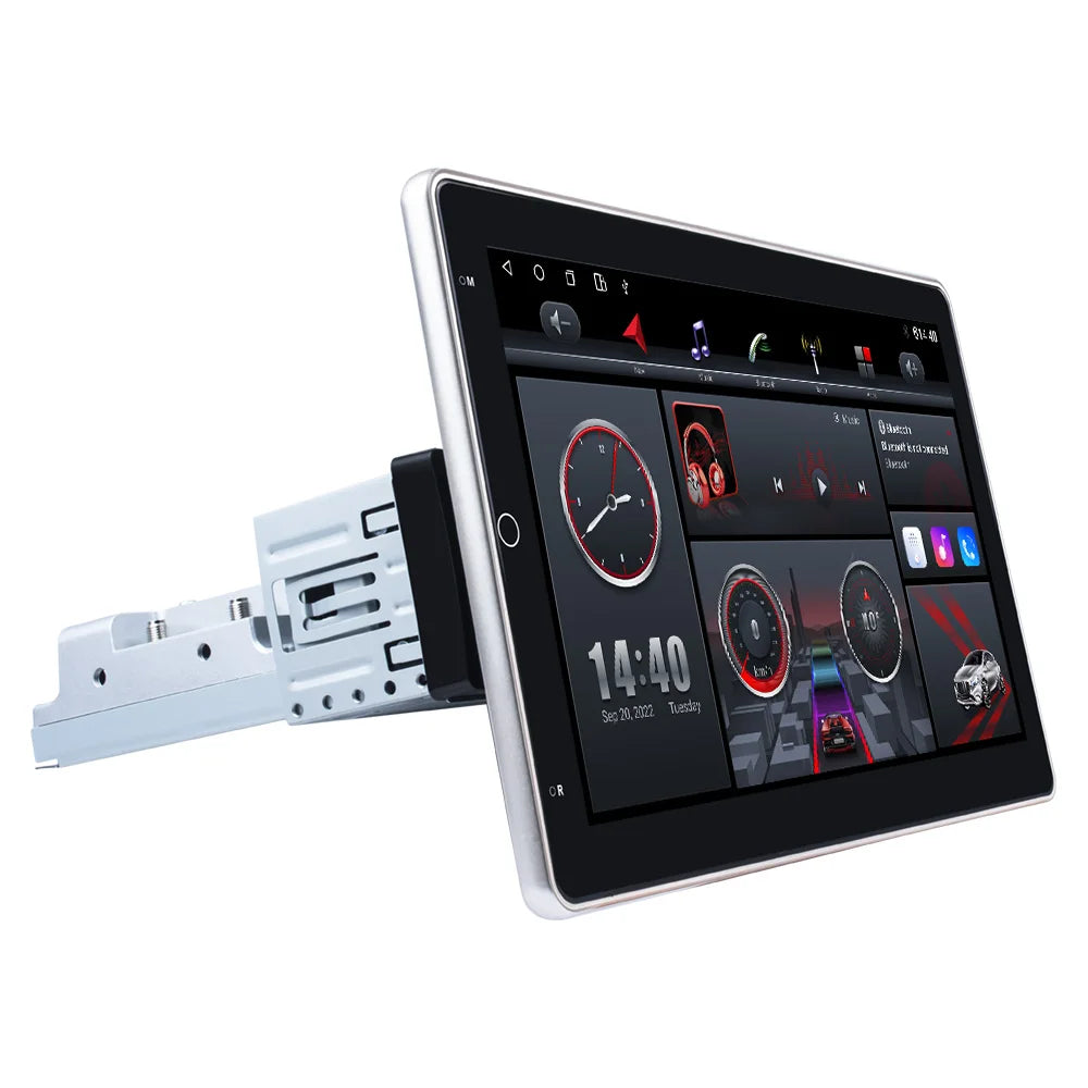 Car multimedia screen with digital display on a white background