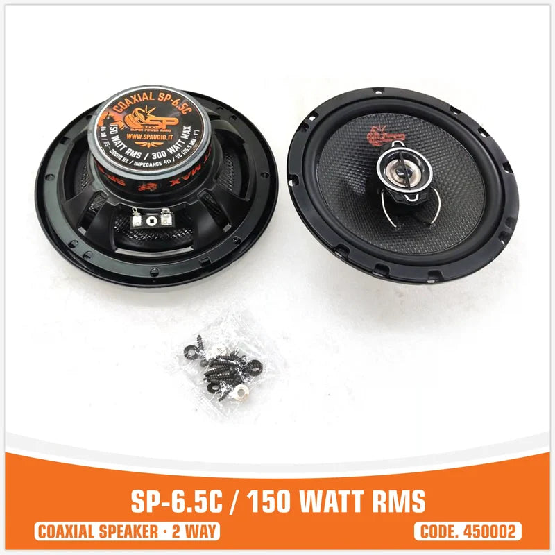 Two car speakers with screws on a white background