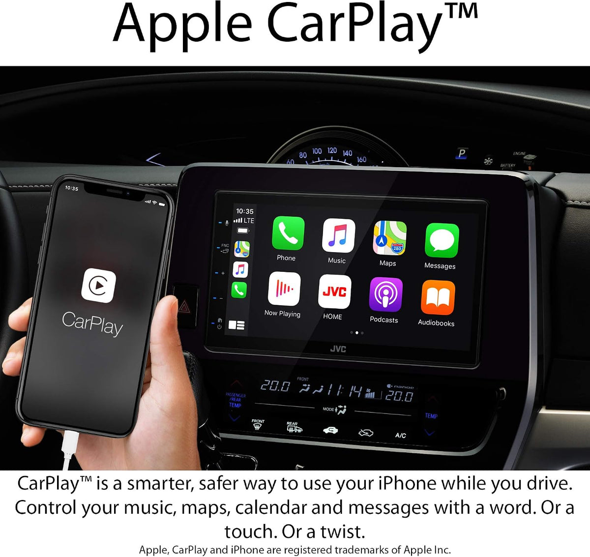 JVC KW-M560BT 6.8" Double DIN Car Stereo – Apple CarPlay & Android Auto