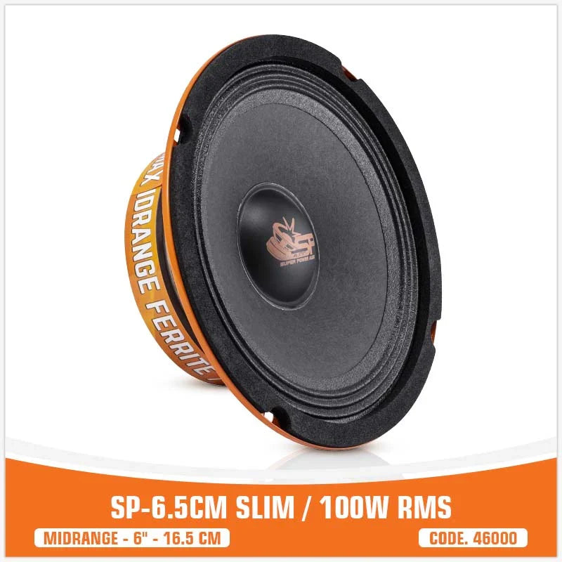 Speaker driver with 'Orange Ferrite' branding on a white background