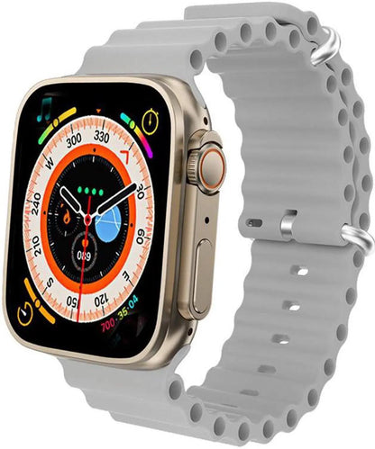 Smartwatch with a gray band on a white background