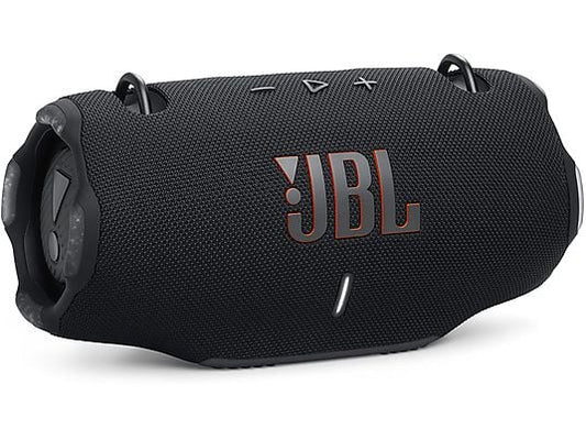 Black JBL speaker on a white background