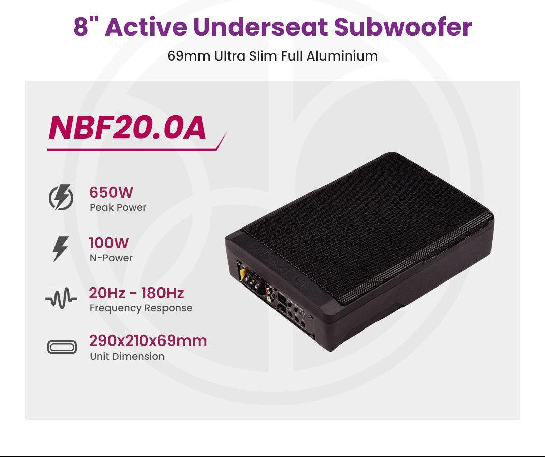 Nakamichi NBF20.0A 8” Active Underseat Subwoofer – 650W Max