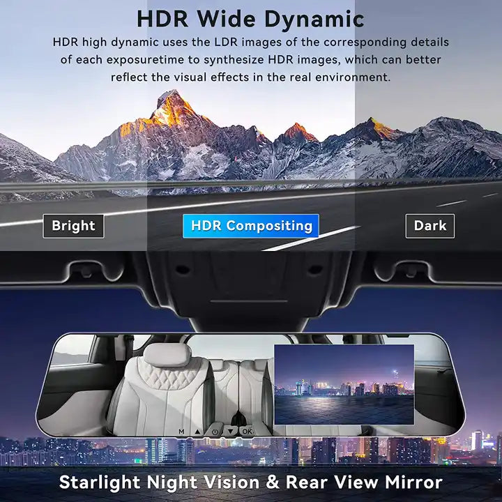Dashcam per specchietto auto Full HD R&D 
