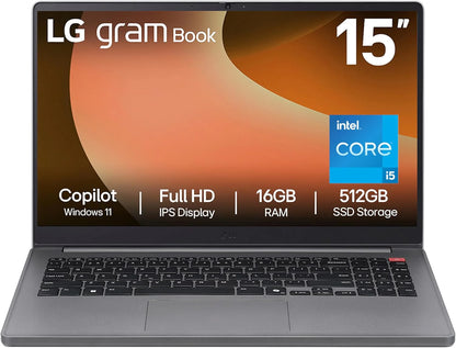 LG gram Book laptop with Intel Core i5 processor on a white background
