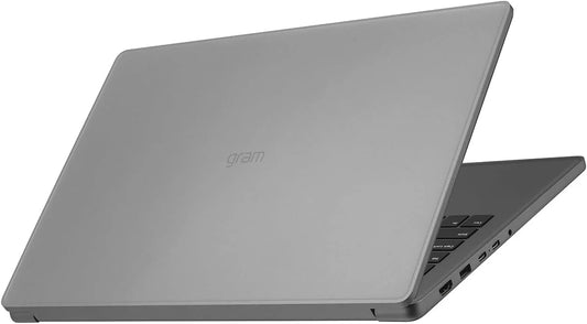 Gray laptop with brand logo on a white background