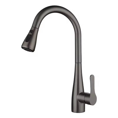 Black kitchen faucet on a white background