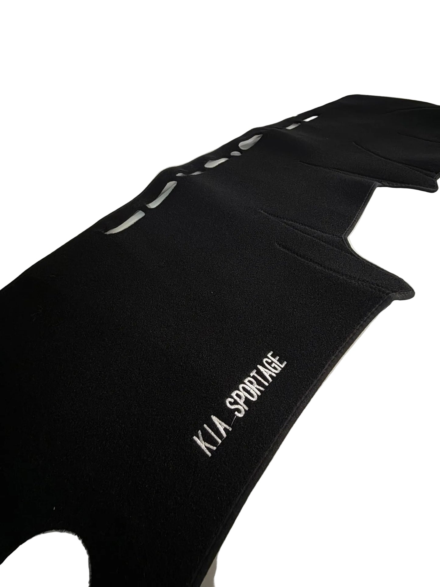 Black car mats with 'KIA Sportage' branding on a white surface.