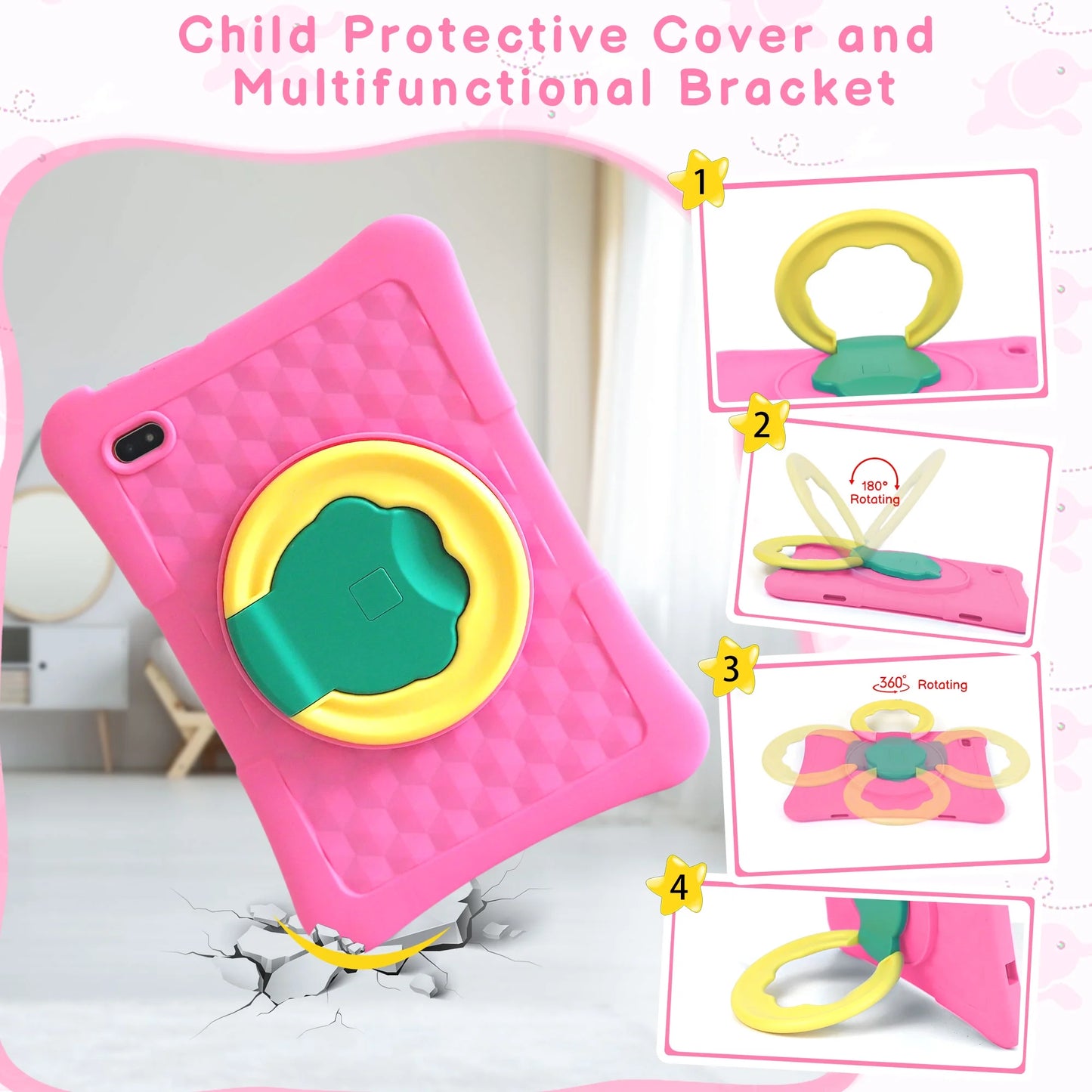 Veidoo Kids Tablet – 10" Android 13, 8GB RAM (4GB + 4GB Expandable), 128GB Storage, WiFi 6, Eye Protection IPS Screen, Parental Control App