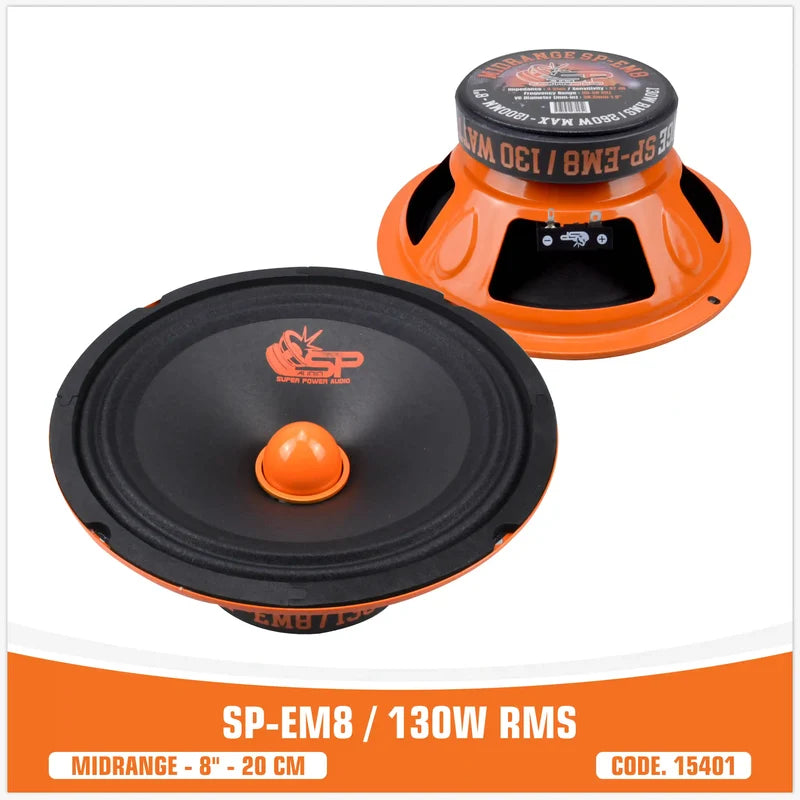 Orange and black speaker with brand logo on a white background