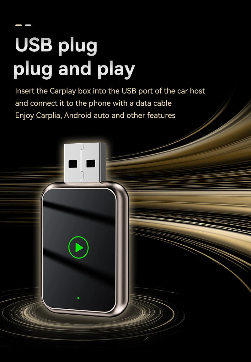 USB plug and play device with text on a black background