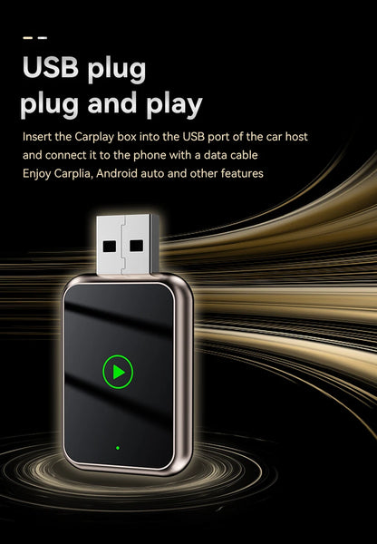 USB plug and play device with text on a black background