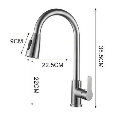 Stainless Steel Pull Out Kitchen Faucet – Hot & Cold Water Mixer Tap