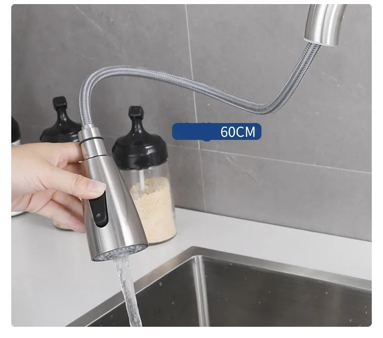 Stainless Steel Pull Out Kitchen Faucet – Hot & Cold Water Mixer Tap